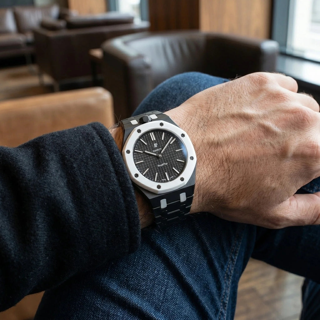 Swatch x AP Royal Pop Black Ceramic Case-Strap