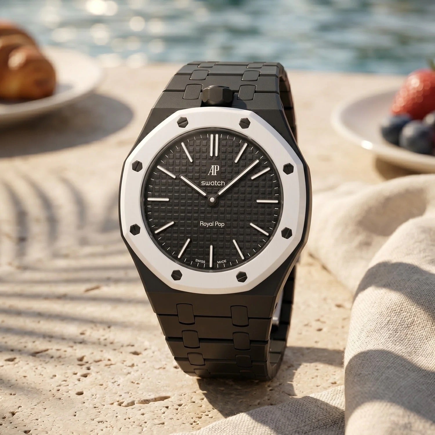 Swatch x AP Royal Pop Black Ceramic Case-Strap
