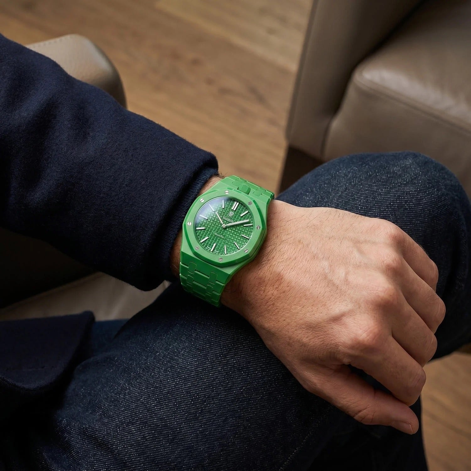 Swatch x AP Royal Pop Green Ceramic Case-Strap