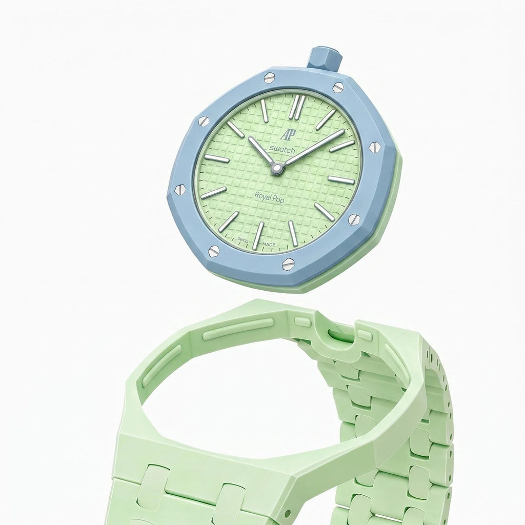Swatch x AP Royal Pop Blaue Acht Ceramic Case-Strap
