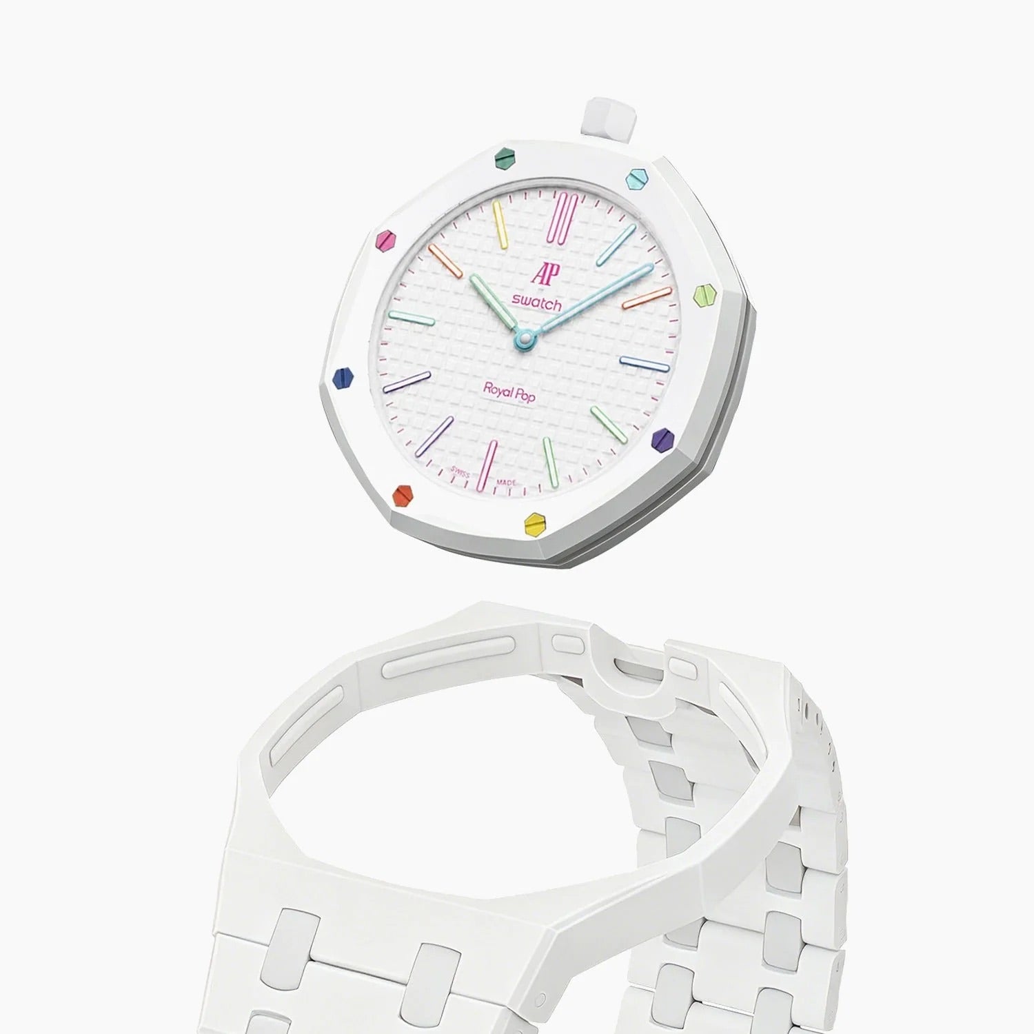 Swatch x AP Royal Pop Blanc Ceramic Case-Strap