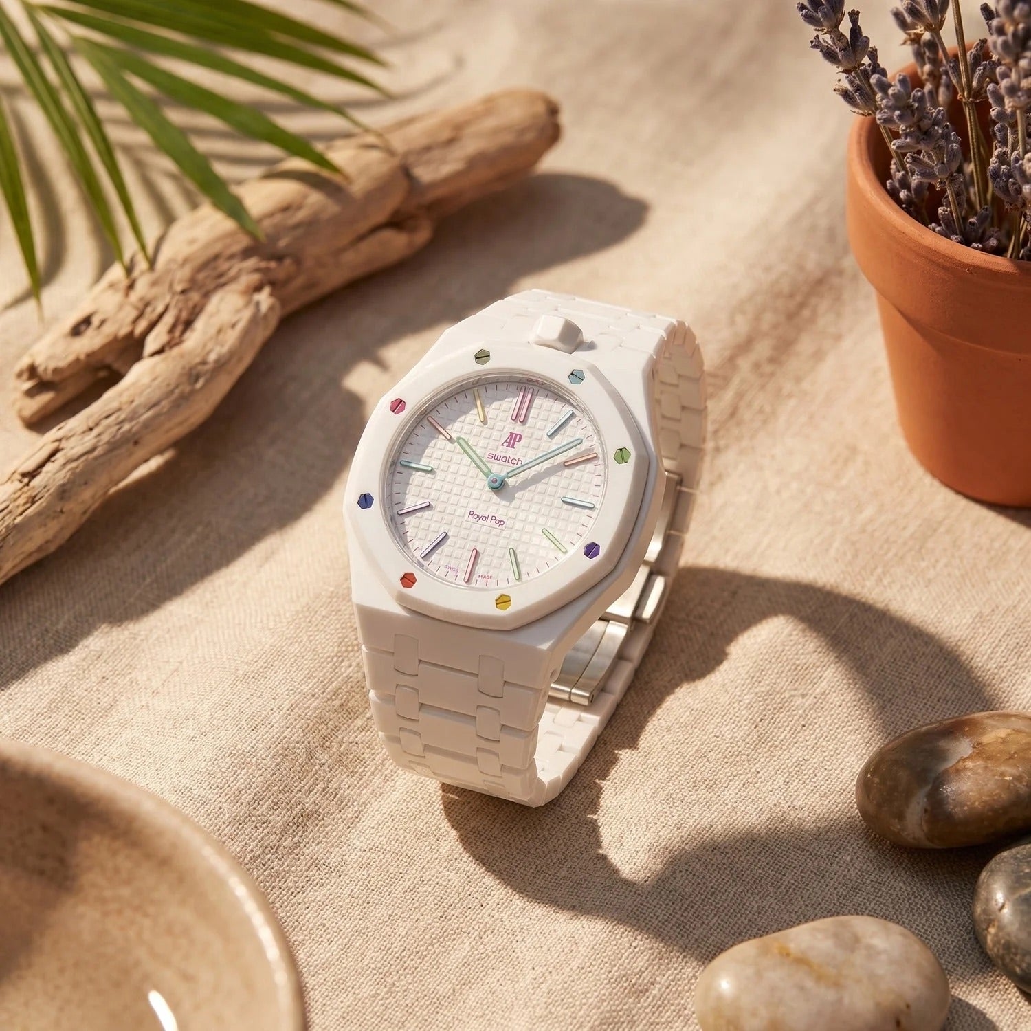 Swatch x AP Royal Pop Blanc Ceramic Case-Strap