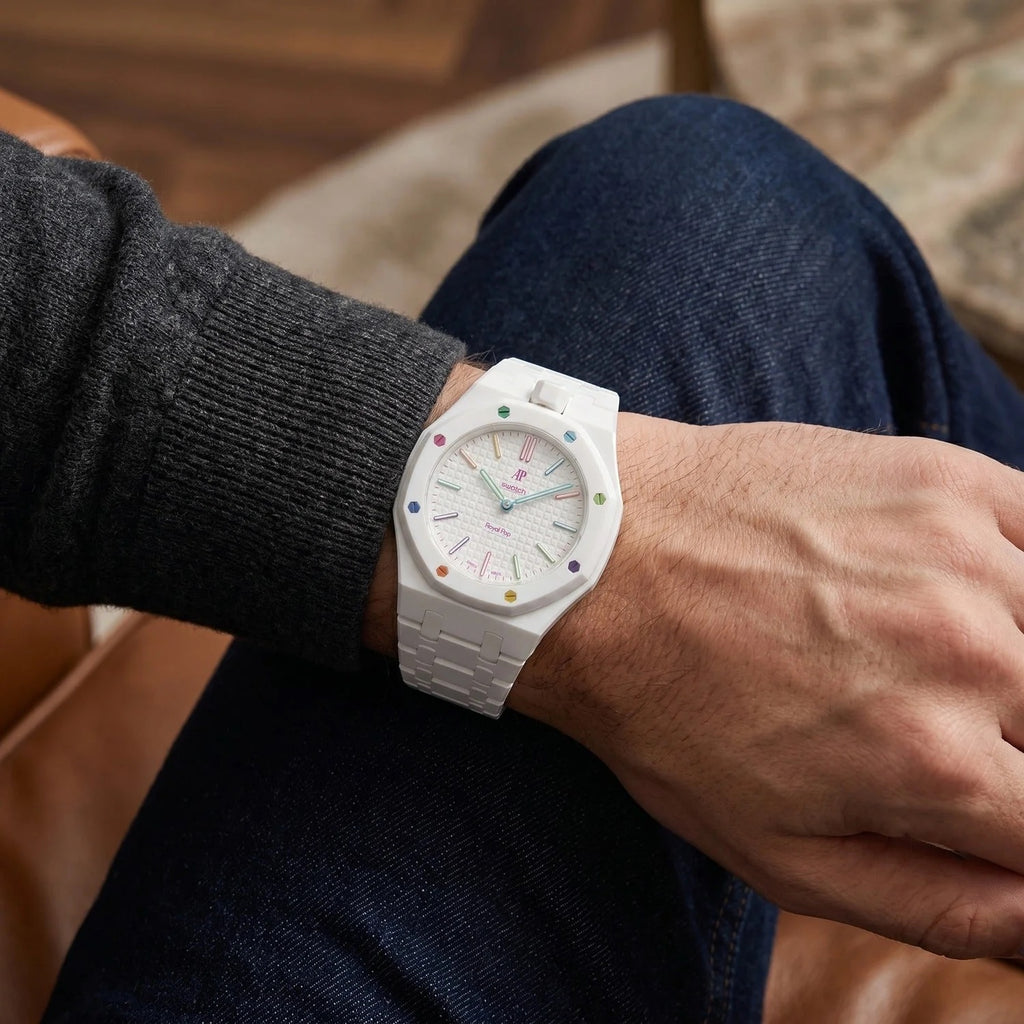 Swatch x AP Royal Pop Blanc Ceramic Case-Strap