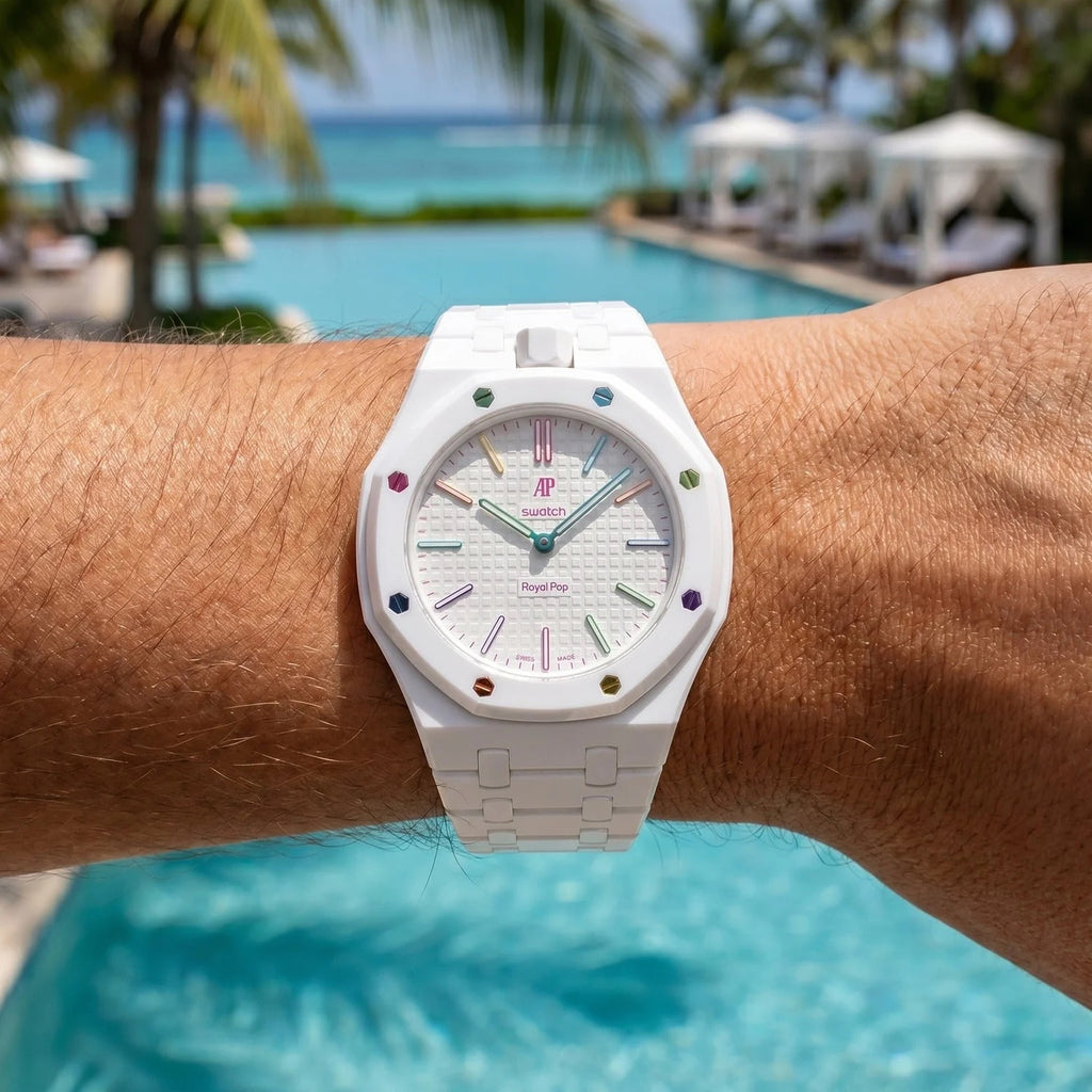 Swatch x AP Royal Pop Blanc Ceramic Case-Strap