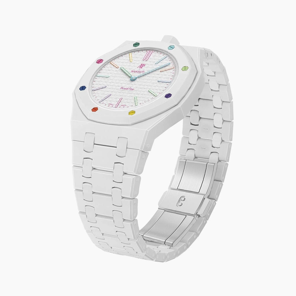 Swatch x AP Royal Pop Blanc Ceramic Case-Strap