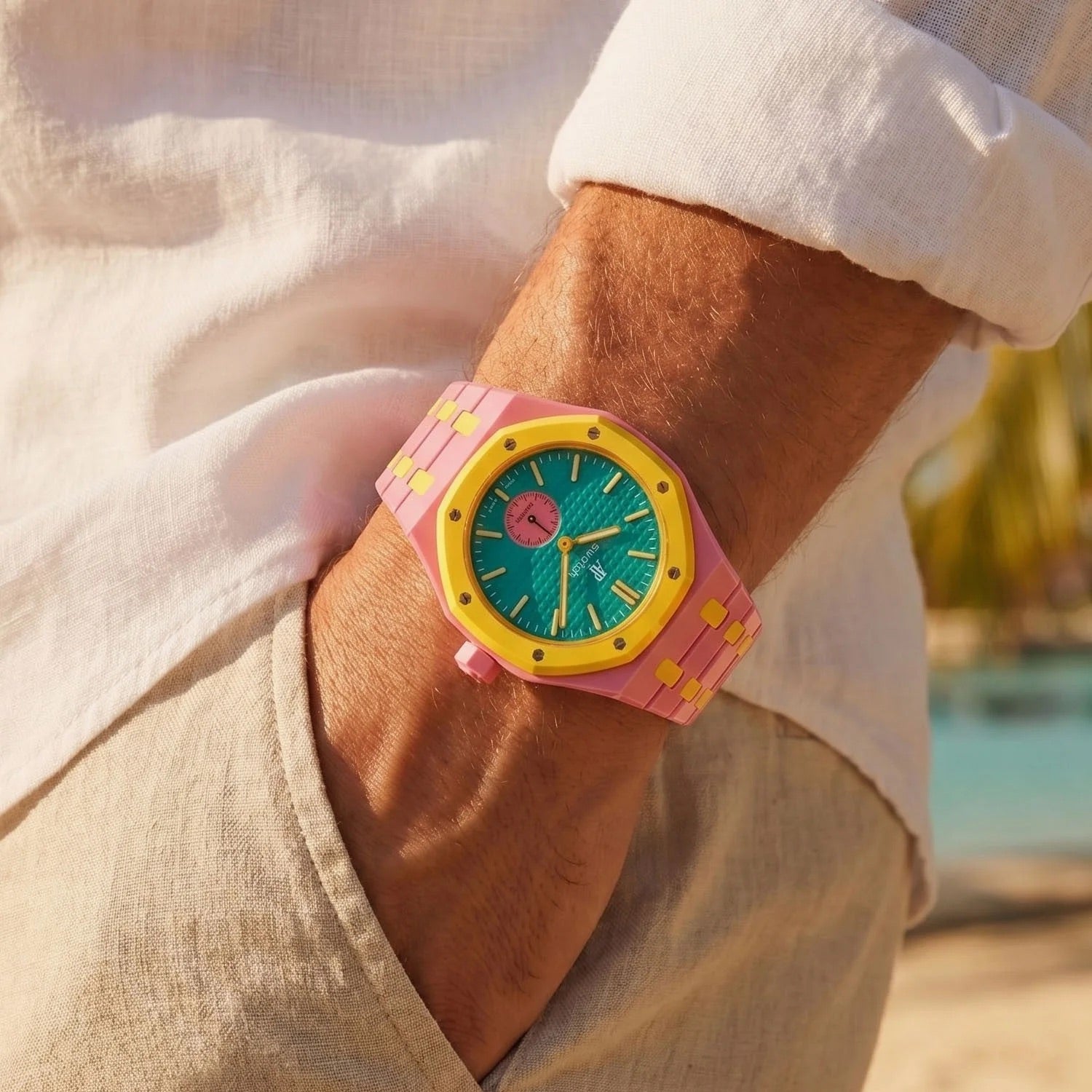 Swatch x AP Royal Pop Otg Roz Ceramic Case-Strap