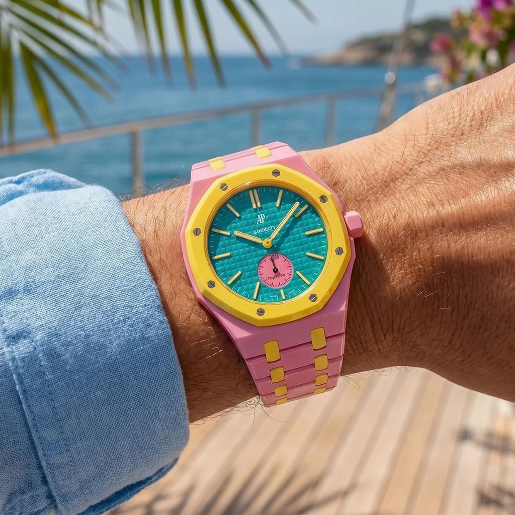 Swatch x AP Royal Pop Otg Roz Ceramic Case-Strap